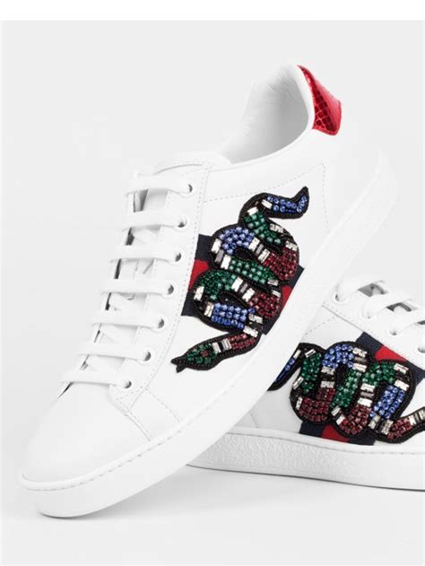 gucci green web snake ace sneakers|Gucci embroidered snake sneakers.